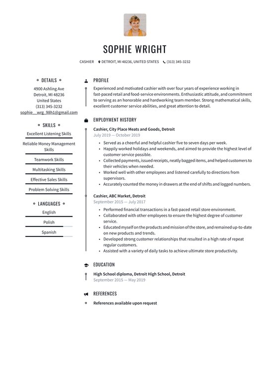 Cashier ats resume template word free download