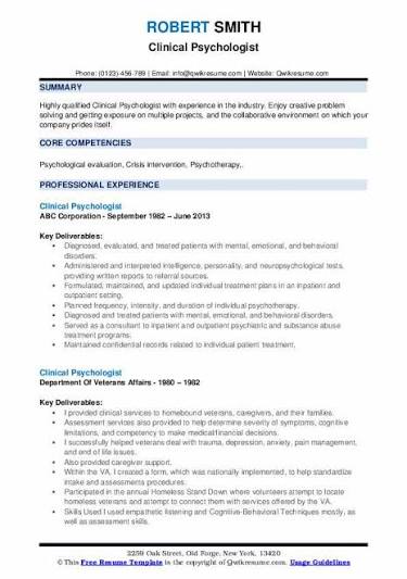 Clinical psychologist ats resume template Clinical psychologist ats resume template