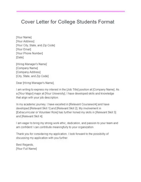 Cover Letter Template For College Application