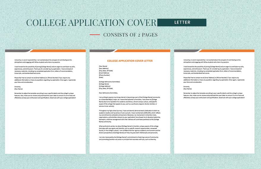 Cover Letter Template For College Application