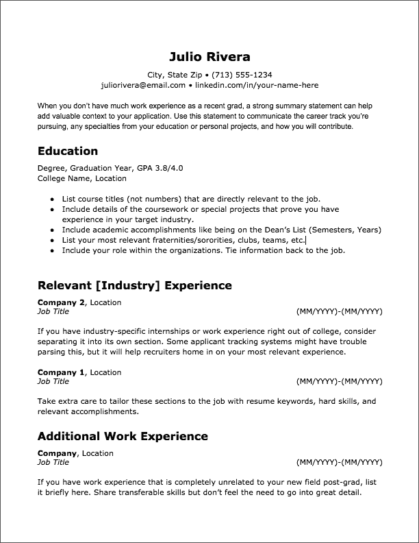 Free ATS resume template