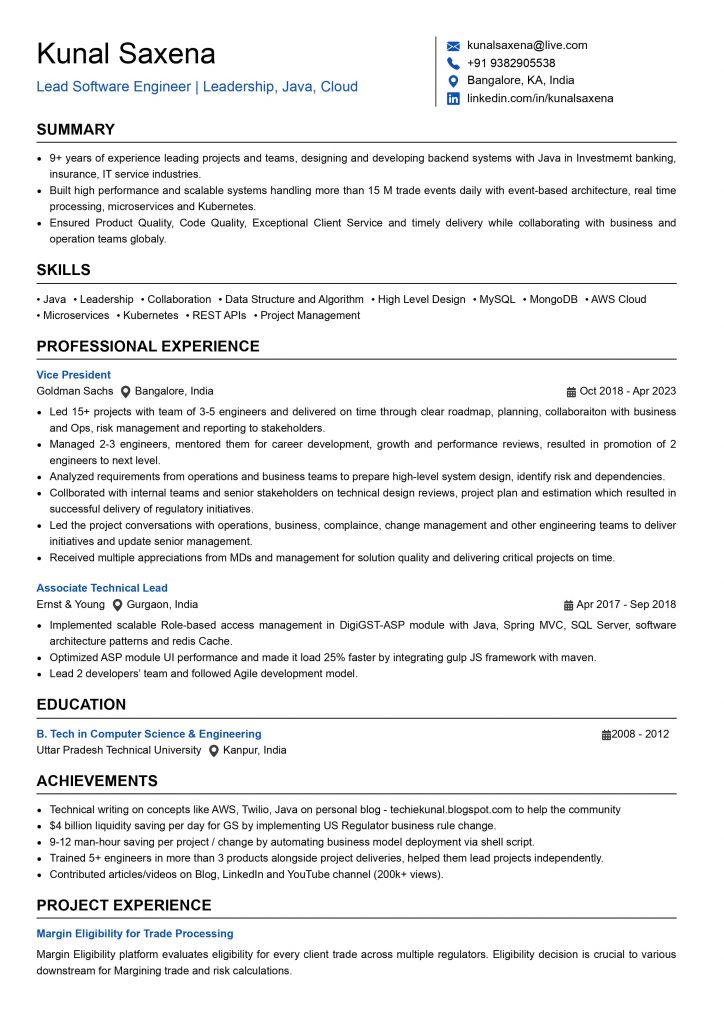 Free ats friendly project manager ats resume template ai resume builder