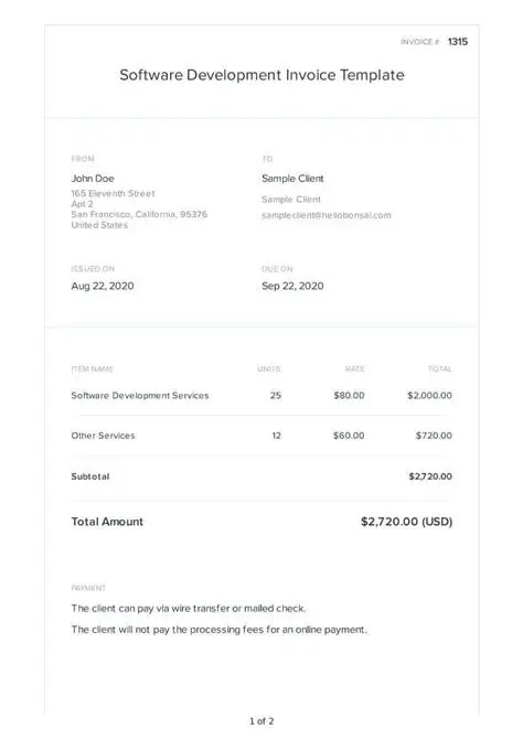 Invoice Template Options For Software Developers