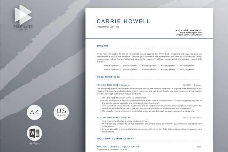 It specialist ats resume template word