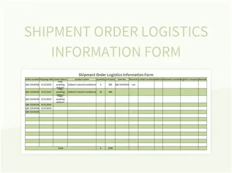 Logistics Order Form Logistics Order Form