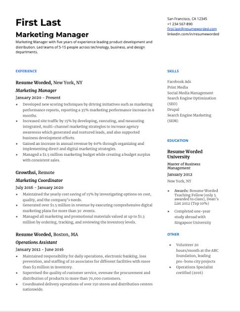 Marketing manager ats resume template free download Marketing manager ats resume template free download