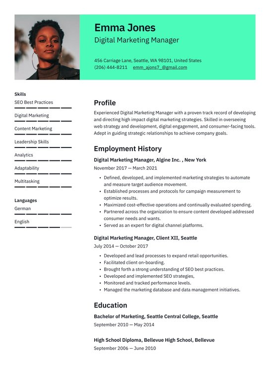 Marketing manager ats resume template word Marketing manager ats resume template word