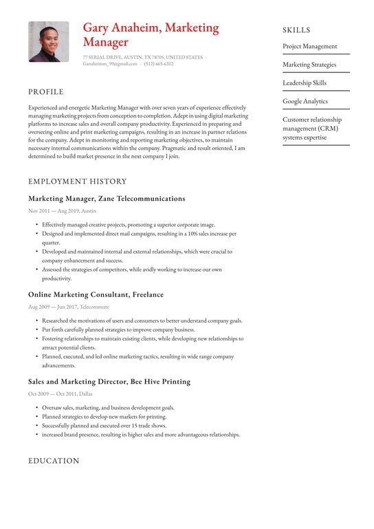 Marketing manager resume Word Marketing manager resume Word
