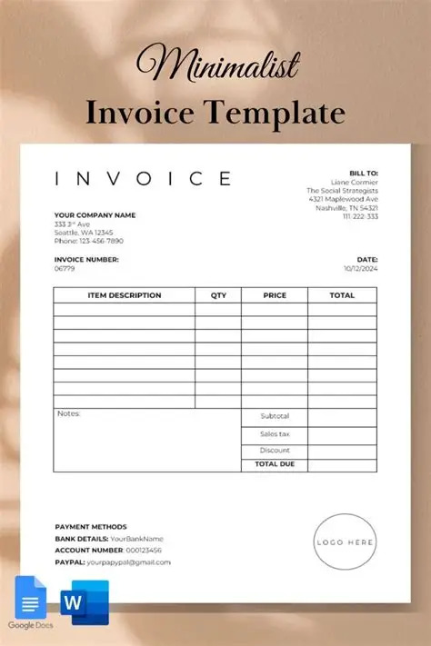 Minimalist Invoice Templates For Digital Businesses