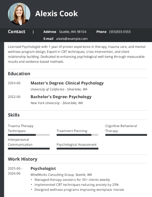 Psychologist CV pdf Psychologist CV pdf