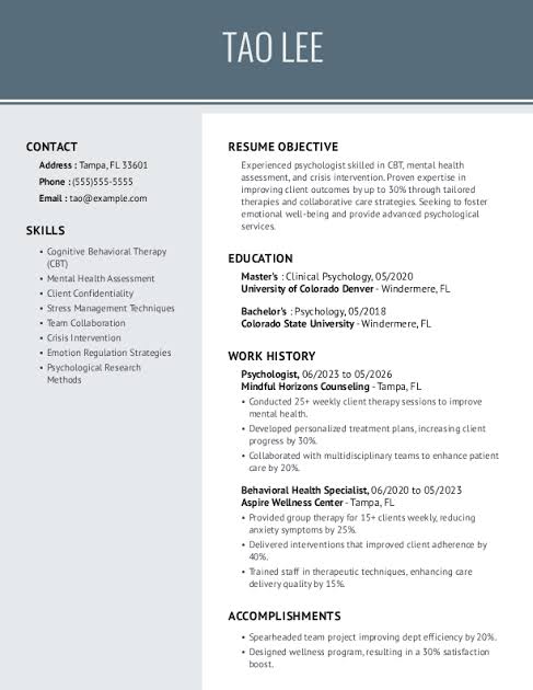 Psychologist ats resume template free download Psychologist ats resume template free download