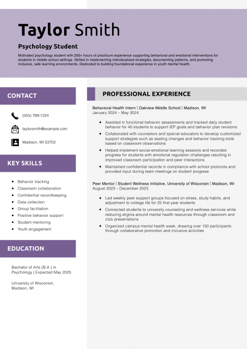 Psychologist ats resume template word Psychologist ats resume template word