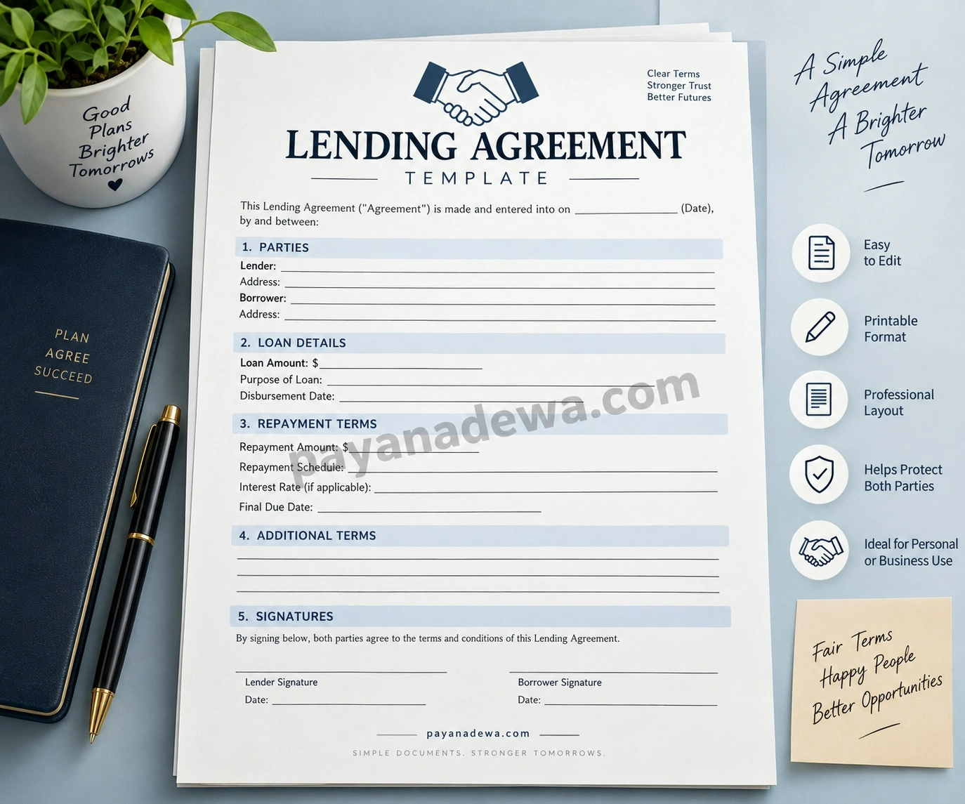Lending Agreement Template Lending Agreement Template for personal and business loans