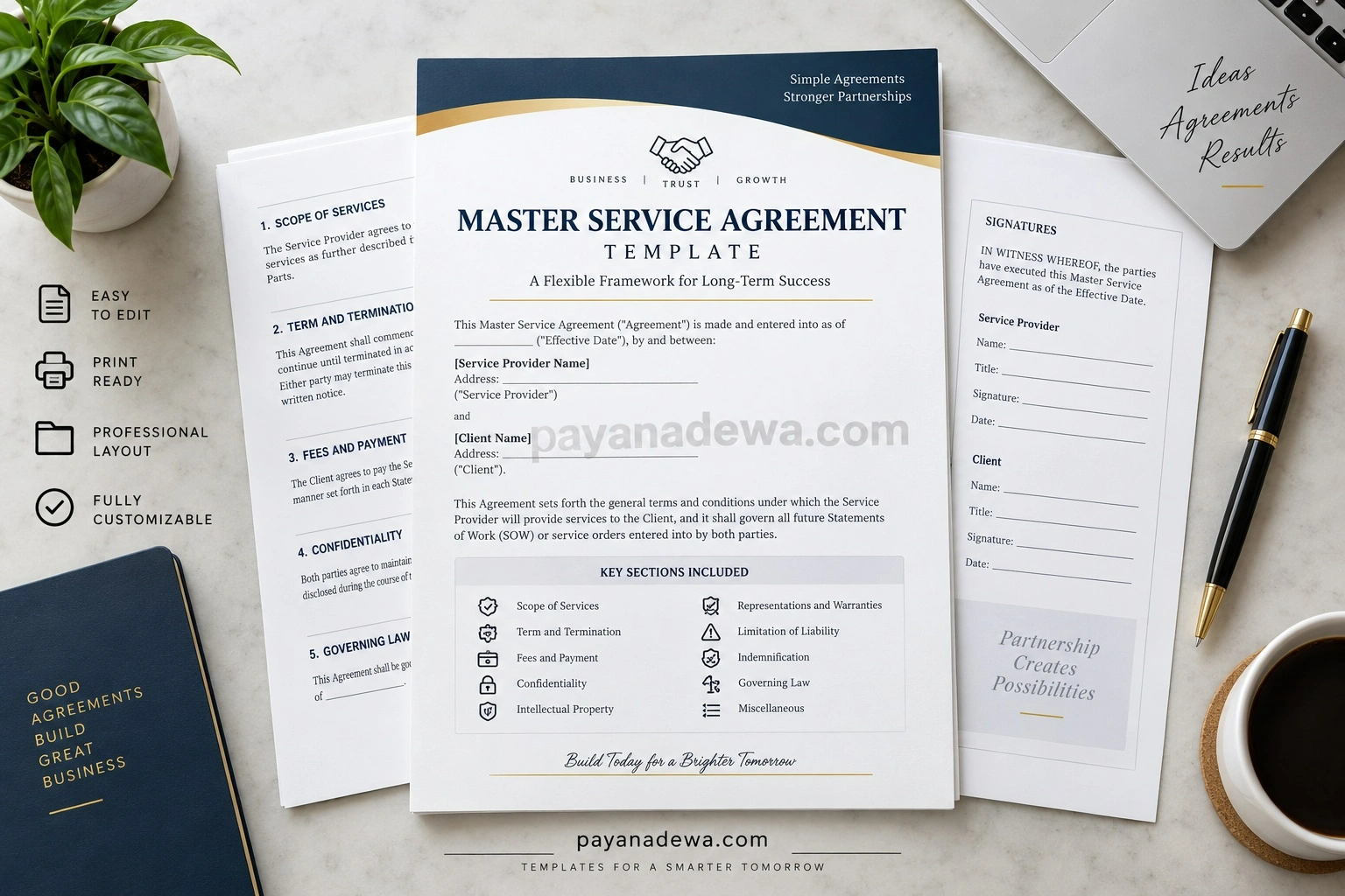 Master Service Agreement Template Professional Master Service Agreement template for business service contracts