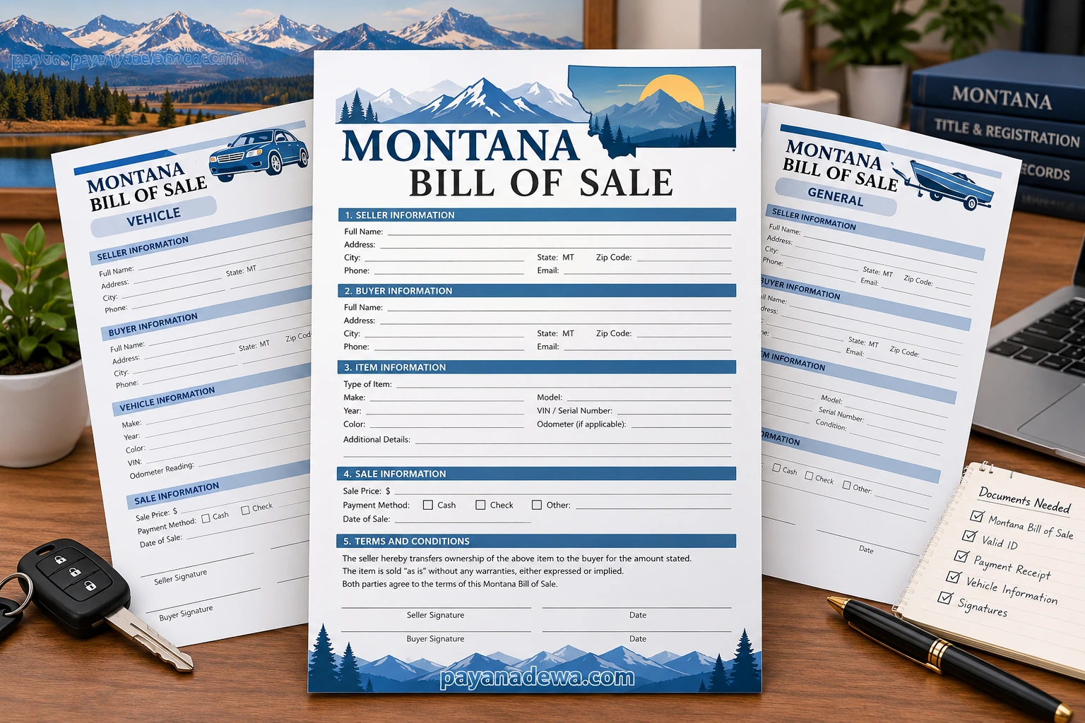Montana Bill Of Sale Template for documenting vehicle sales