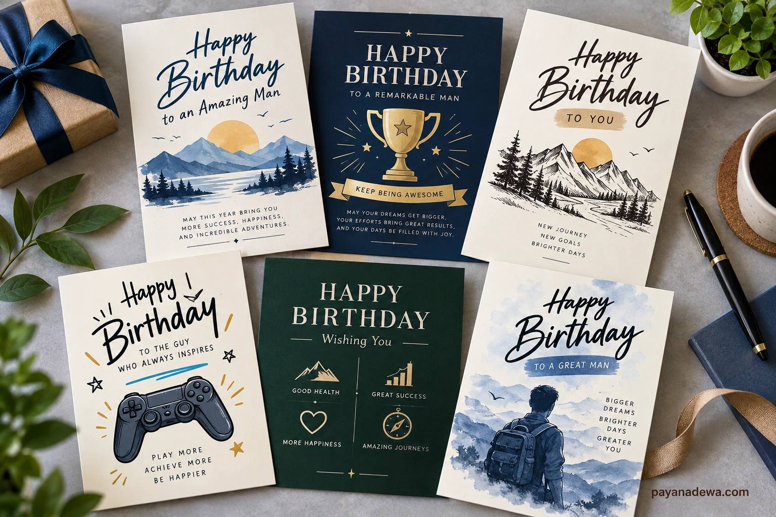 Birthday Card for Him printable template designs