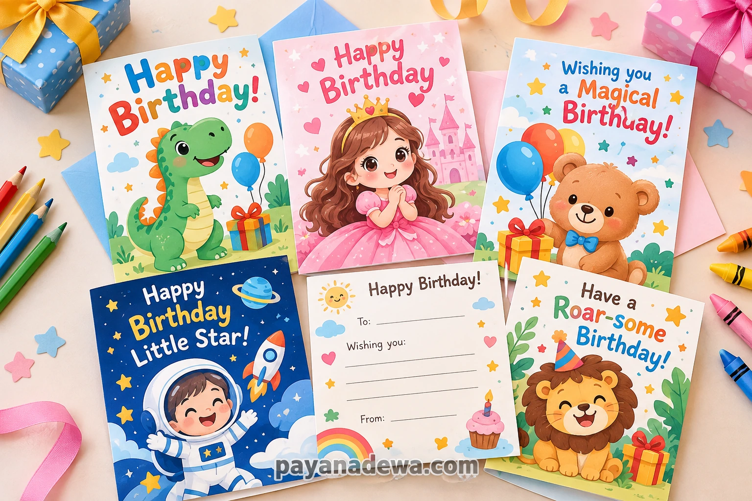 Birthday Card for Kid Template with colorful printable birthday designs