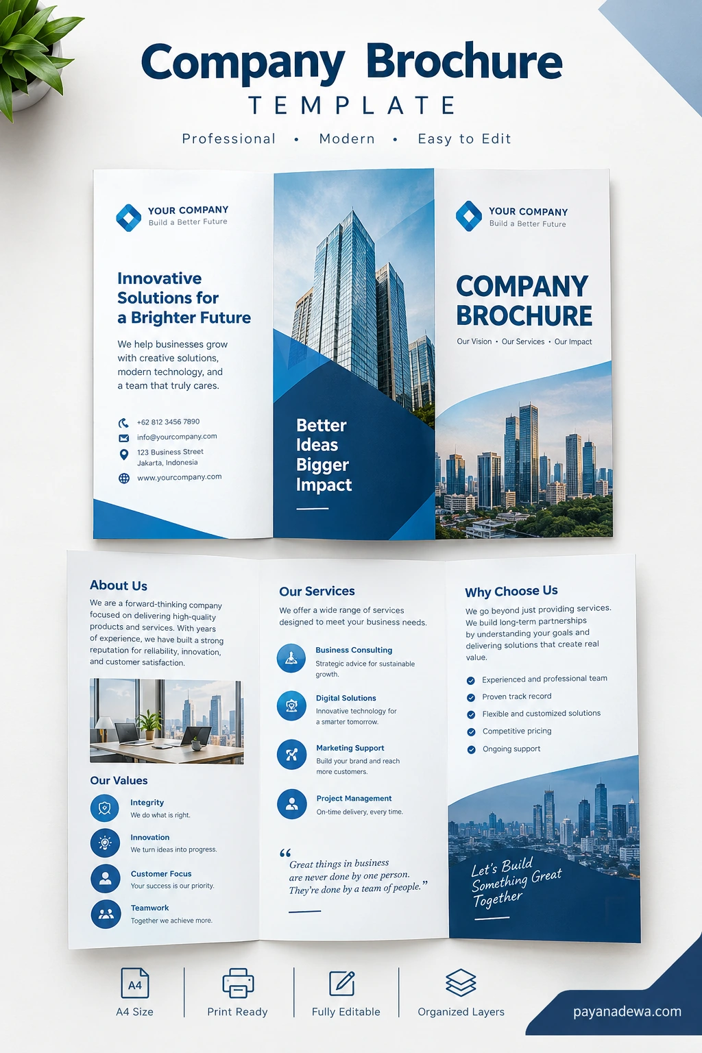 Company Brochure Template Professional Company Brochure Template with modern corporate design