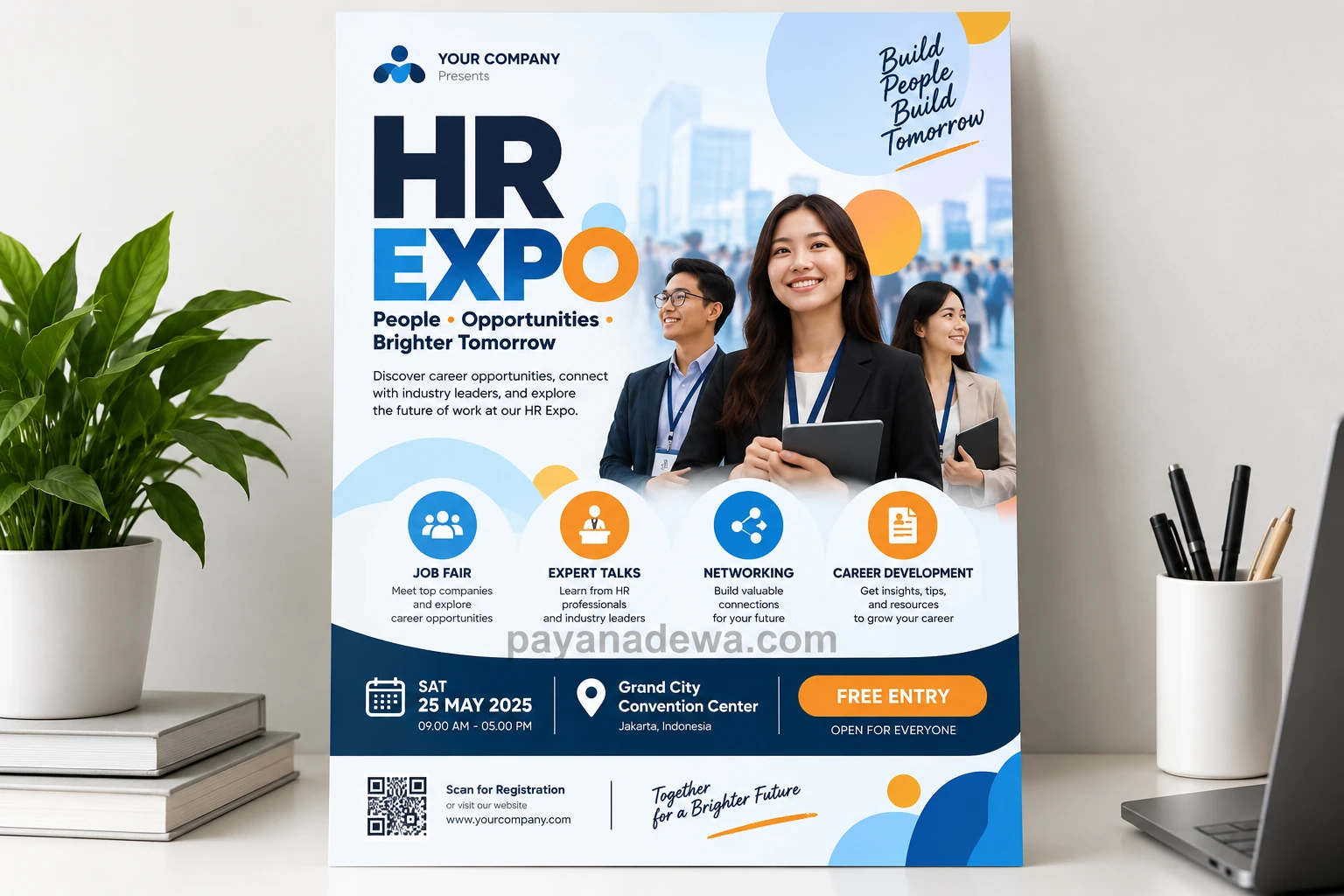 Professional HR Expo Poster Template for career and human resources events