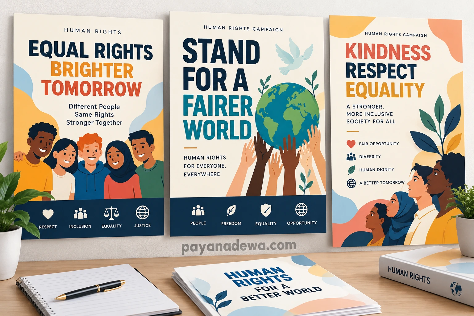 Human Rights Campaign Poster Template with equality, inclusion, diversity, and justice messages