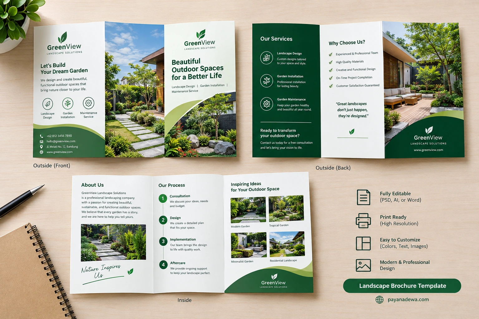Landscape Brochure Template Landscape Brochure Template with modern garden design and professional landscaping services