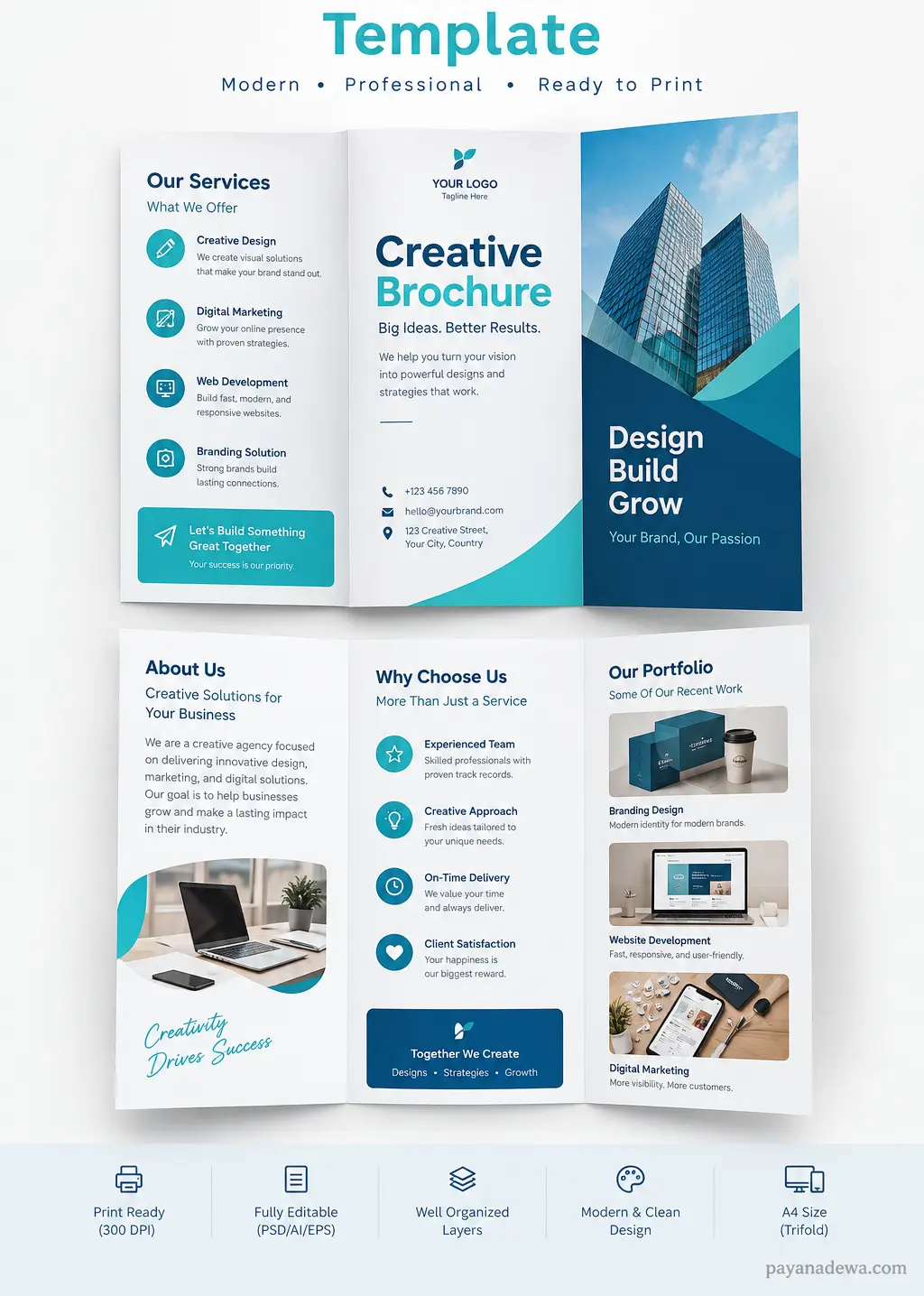 Creative brochure template with modern professional trifold layout