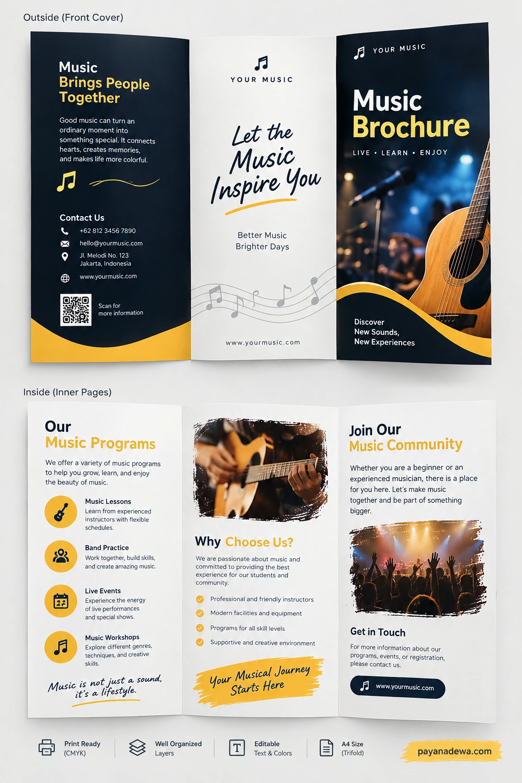 Music Brochure Template Professional Music Brochure Template for music programs and events