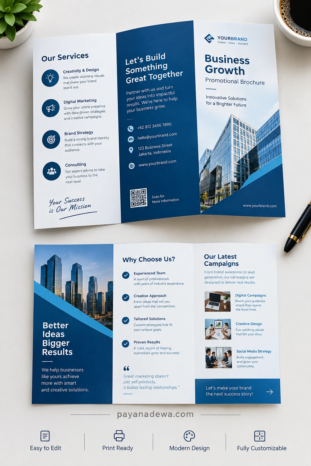 Professional promotional brochure template with modern business marketing layout